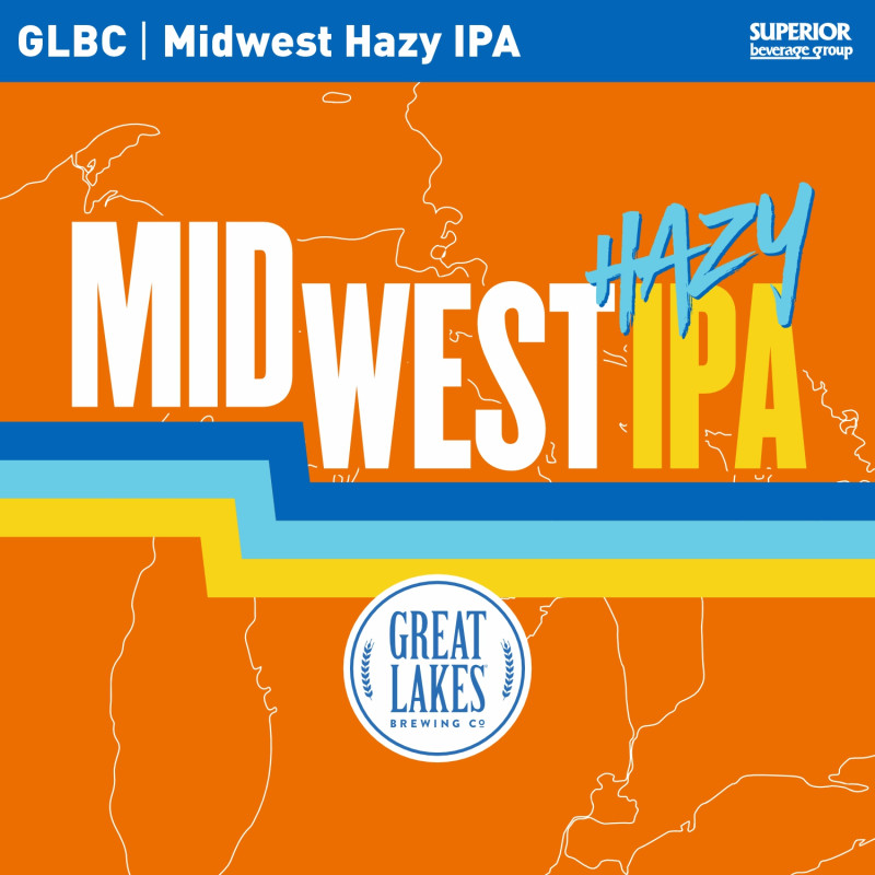 GREAT LAKES - Midwest Hazy IPA 6pk Cans (Item# 95150), 1/6 BBL (Item# 95149), 1/2 BBL (Item# 95107)