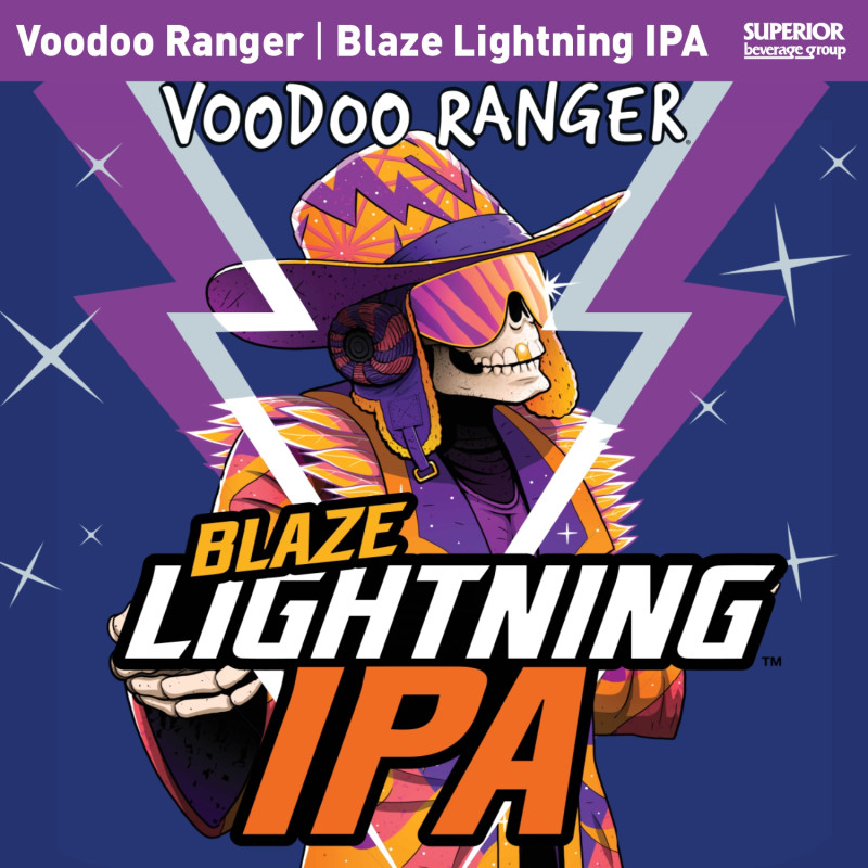 NEW BELGIUM - Voodoo Ranger Blaze Lightning IPA | 1/2 BBL (Item# 16453) | 4/6 PK CAN (Item# 16454)