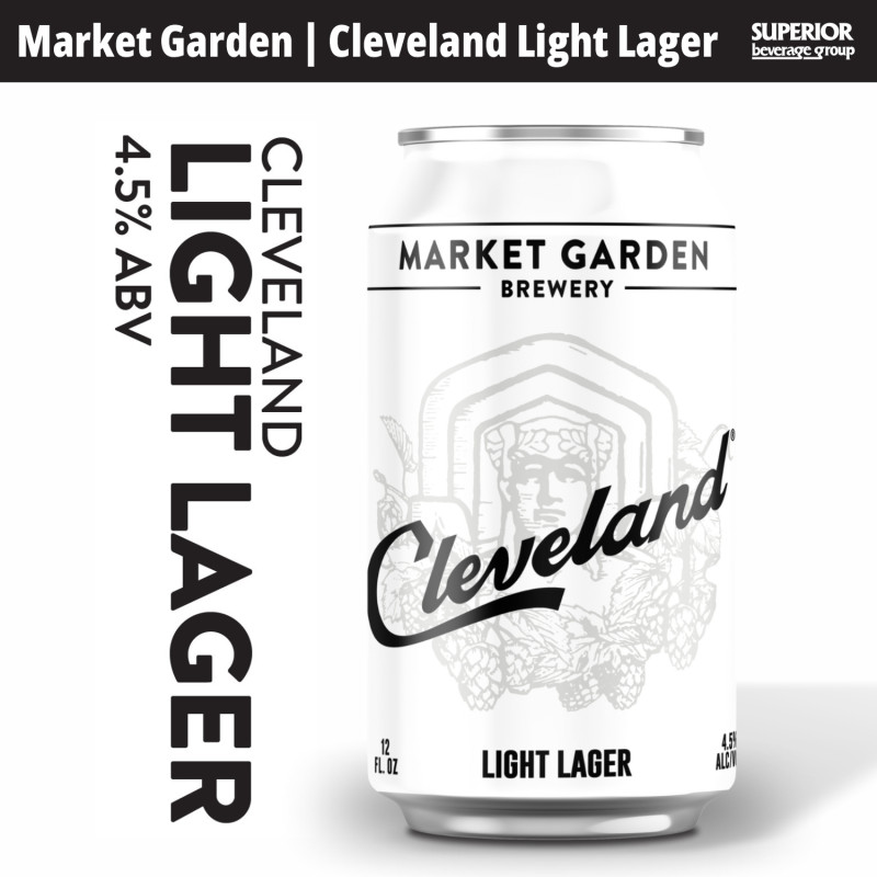 MARKET GARDEN - Cleveland Light Lager | 4/6 Pack Can (Item# 16637) | 1/6 BBL (Item# 16639) | 2/12 Pack Can (Item# 16638)