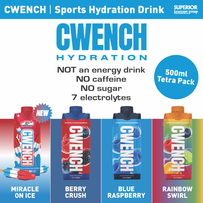 CWENCH - CWENCH Hydration 500ml | BERRY CRUSH (Item# 16663), BLUE RASPBERRY (Item# 16664), MIRACLE ON ICE (Item# 16665), RAINBOW SWIRL (Item# 16668)