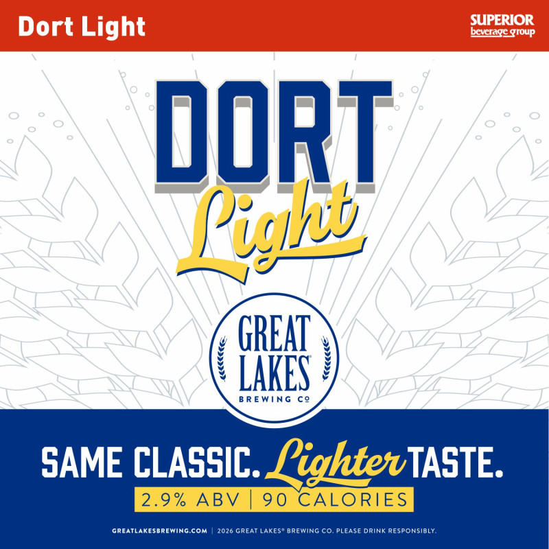 GREAT LAKES - Dort Light 4/6 Pack Bottles (Item# 95341), 24pk Loose Bottles (Item# 95344), 1/2 BBL (Item# 95340), 1/6 BBL (Item# 95339)