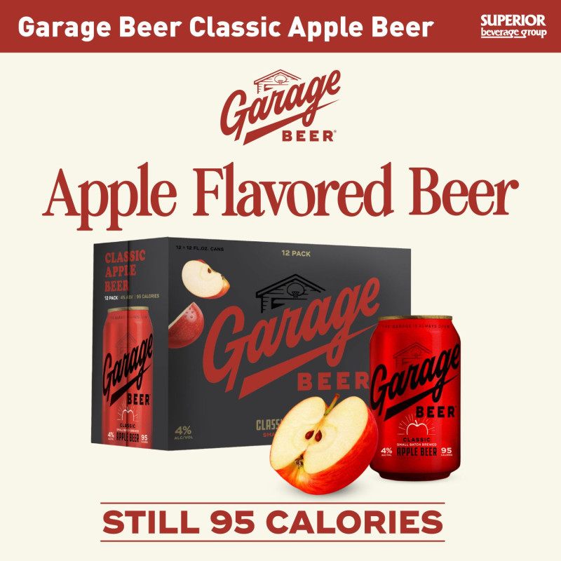 GARAGE BEER - Apple Flavored Beer | 2/12 Pack Cans (Item# 16969), 1/2 BBL (Item# 16970)