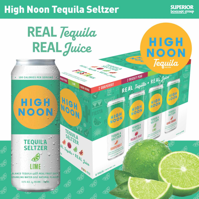 HIGH NOON - High Noon Fiesta 3/8 Pack 12oz Cans (Item#113657), Lime 700ml Cans (Item# 113690)