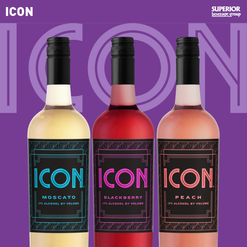 ICON - Moscato 750ml (Item# 113829) |  Blackberry 750ml (Item# 113828) |  Peach 750ml (Item# 113830)