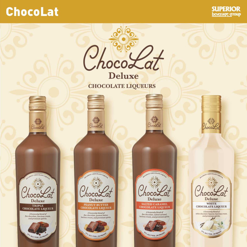 CHOCO LAT - ChocoLat 750ml - Triple Chocolate (Item# 100178), Peanut Butter (Item# 113404), Salted Caramel (Item# 113405), White Chocolate (Item# 113569),