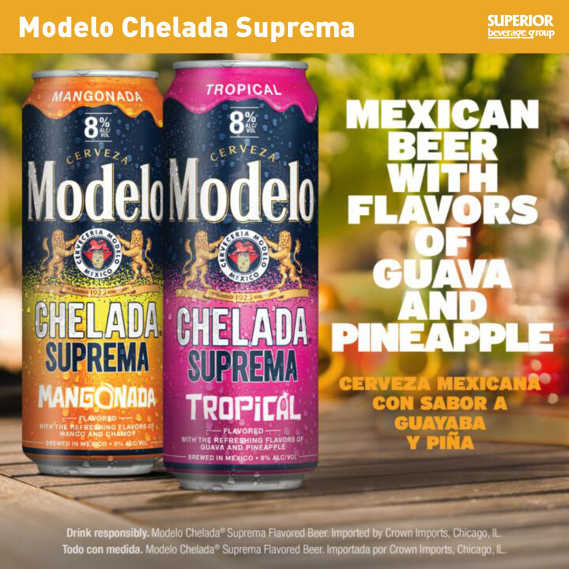 MODELO - Chelada Suprema | Tropical 24oz Can (Item# 16683) | Mangonada 24oz Can (Item# 16684)