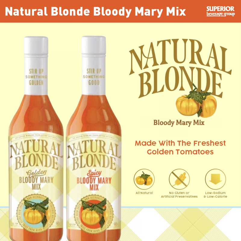 NATURAL BLONDE - Gold Bloody Mary Mix 750ml (Item # 113853), Spicy Bloody Mary Mix 750ml (Item# 113854)