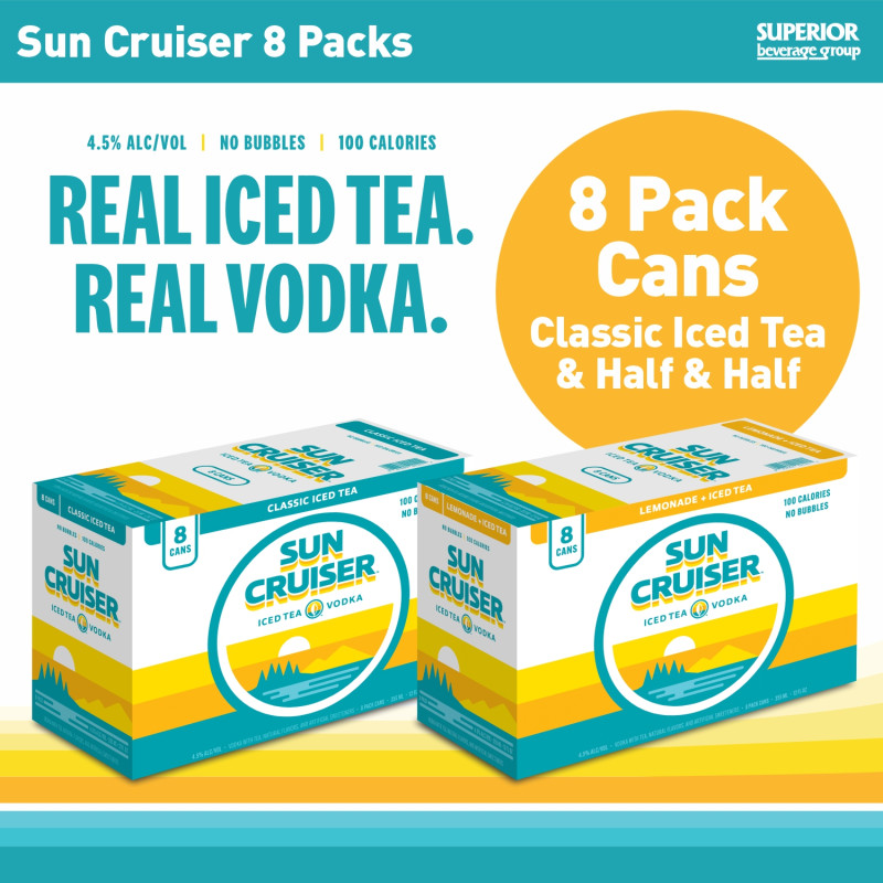 SUN CRUISER - 8 Pack Cans - Classic Iced Tea (Item# 113896), Half & Half (Item# 113893)
