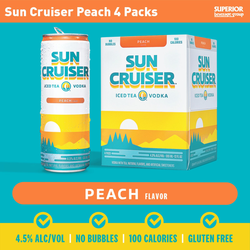 SUN CRUISER - Peach 4 Pack Cans (Item# 113894)