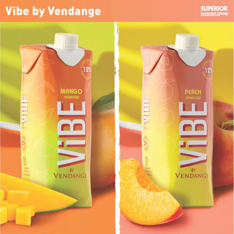 VENDANGE - Vibe by Vendange  - Mango 500ml Case (Item# 113650), Peach 500ml Case (Item# 113561)