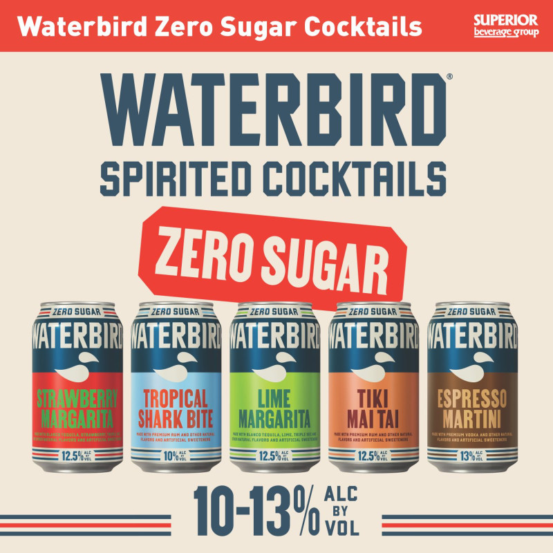 WATERBIRD RTD -  Item# 26642 - 12 OZ ESPRES MART 6/4 |   Item# 26646 - 12 OZ LIME MARG 6/4 |   Item# 26643 - 12 OZ MAI TAI 6/4 |   Item# 26644 - 12 OZ SHARK BITE 6/4 |   Item# 26645 - 12 OZ STRAW MARG 6/4