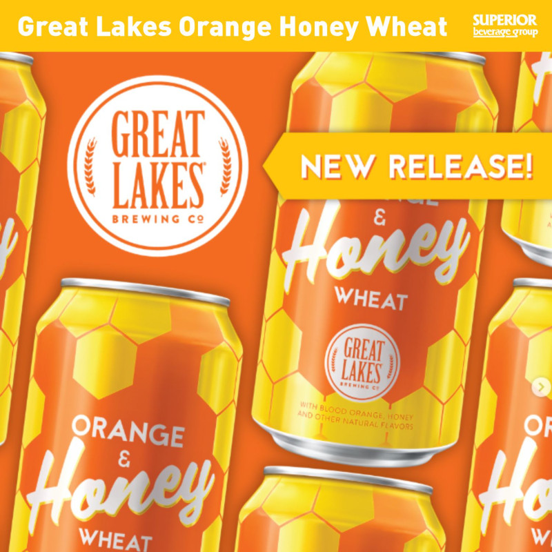 GREAT LAKES - Orange & Honey Wheat | 6pk Can (Item# 95327) | 1/2 BBL (Item# 95328) | 1/6 BBL (Item# 95329)
