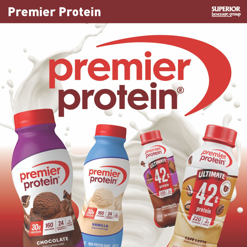 PREMIER PROTEIN - Item# 17121 -11.5 OZ CAFE LATTE 12P |  Item# 17126 -ULTIMATE 14 OZ CAFE LATTE 12P |  Item# 17120 -11.5 OZ CARAMEL MAC 12P |  Item# 17122 -11.5 OZ CHO PEANUT BUTTER 12P |  Item# 17118 -11.5 OZ CHOCOLATE 12P |  Item# 17123 -ULTIMATE 14 OZ CHOCOLATE 12P |  I