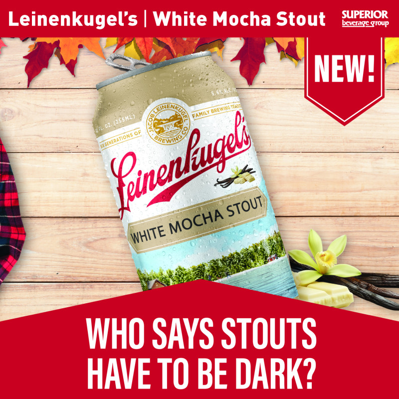 LEINENKUGEL\'S - White Mocha Stout | 4/6 PK CAN (Item# 02621) | 2/12 PK CAN (Item# 02623) | 1/2 BBL (Item# 02622)